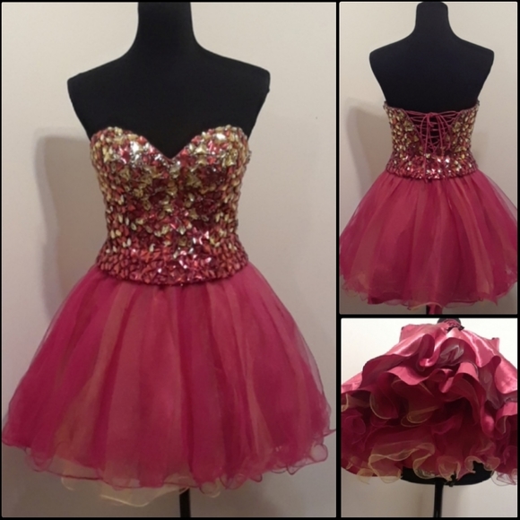 JEWELED CORSET PROM DRESS - Picture 1 of 8